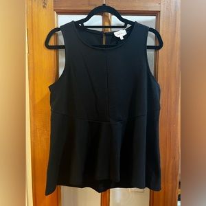 Anthropologie Peplum Tank, Black, M